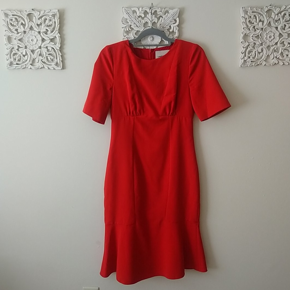 Land's End red fitted trumpet dress